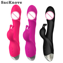 SacKnove Supplies Female Usb Charging Women Thrusting Dildo Vibrators G-Spot Clitoral Massager Double Rabbit Toy For Adult Sex